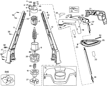 Default Diagram and Parts List for ST300-BDK Type 1 Black and Decker Trimmer